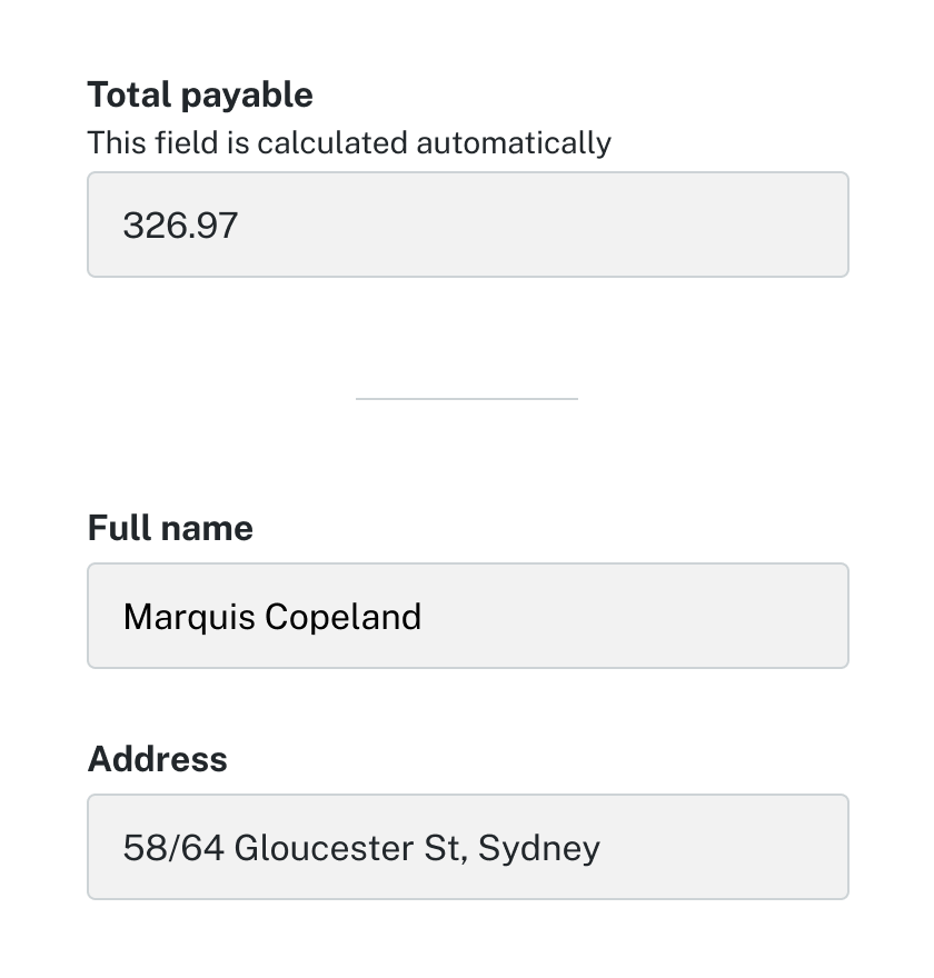 Example of how to not display text values within form fields
